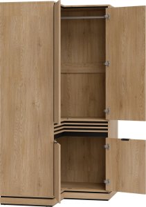 Szafa ubraniowa narożna z lamelami do pokoju Dąb Cremona Czarny FERRO FE13 7