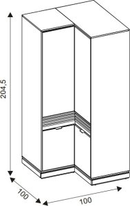 Szafa ubraniowa narożna z lamelami do pokoju Dąb Cremona Czarny FERRO FE13 8