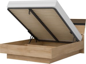 Łóżko 160x200 z pojemnikiem i stelażem Lamele Dąb Cremona Czarny FERRO FE18 5