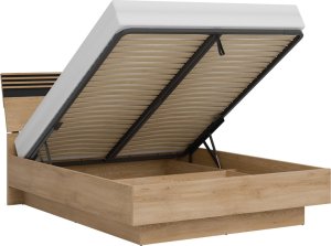 Łóżko 160x200 z pojemnikiem i stelażem Lamele Dąb Cremona Czarny FERRO FE18 7