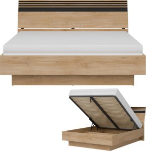 Łóżko 180x200 z pojemnikiem i stelażem Lamele Dąb Cremona Czarny FERRO FE18 1