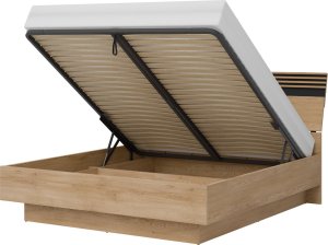 Łóżko 180x200 z pojemnikiem i stelażem Lamele Dąb Cremona Czarny FERRO FE18 5
