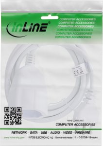 InLine® Strom-Verlängerung Schutzkontakt ITALIEN Stecker L / Buchse F, weiß, 3m 2