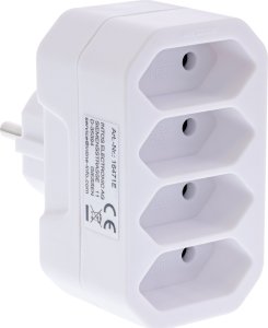 InLine® Steckdosenadapter, Schutzkontakt Stecker an 4x Eurobuchse, weiß 1