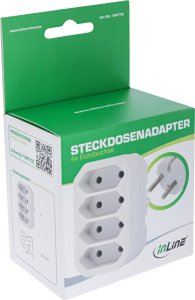 InLine® Steckdosenadapter, Schutzkontakt Stecker an 4x Eurobuchse, weiß 4
