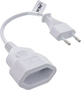 InLine® Euro-Verlängerung, Eurostecker an Eurokupplung, weiß, 0,2m 2