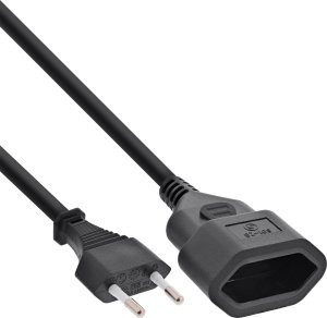 InLine® Euro-Verlängerung, Eurostecker an Eurokupplung, schwarz, 0,5m 1