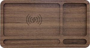 InLine ® WoodCharge Organizer z wbudowaną powierzchnią ładującą Qi z orzechowego drewna 3