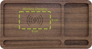 InLine ® WoodCharge Organizer z wbudowaną powierzchnią ładującą Qi z orzechowego drewna 4
