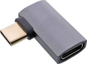 InLine® USB4 Adapter, USB-C Stecker/Buchse rechts/links gewinkelt, Alu, grau 1