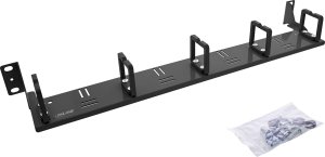 InLine® 19" Kabelführungspanel, 5 Kunststoffbügel horizontal, RAL 9005, schwarz 1
