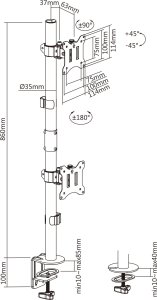 InLine® Tischhalterung, für 2x LCD-/LED-Display bis 81cm (32"), max. 9kg 4