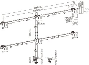 InLine® Tischhalterung, für 6x LCD-/LED-Display bis 81cm (32"), max. 7kg 4