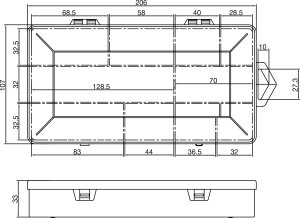 GBC InLine® Pudełko na małe elementy, 10 przegrody, Abmessungen: 206x107x33mm, przezroczysty 2