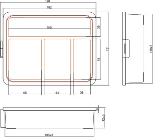 InLine® Kleinteilebox, 4 Fächer, Abmessungen: 180x140x40mm, orange 2