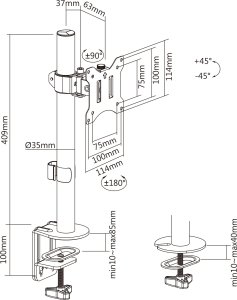 InLine® Tischhalterung, für LCD-/LED-Display bis 81cm (32"), max. 9kg, schwarz 7