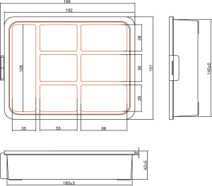 InLine® Kleinteilebox, 7 Fächer, Abmessungen: 180x140x40mm, orange 2
