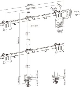 InLine® Tischhalterung, für 4x LCD-/LED-Display bis 81cm (32"), max. 9kg 4