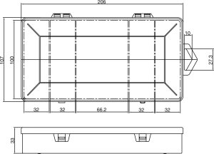 Pagna InLine® Pojemnik na drobiazgi, 5 przegrody, Abmessungen: 206x107x33mm, przezroczysty 2