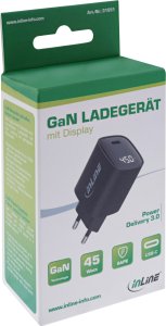 InLine® USB PD Netzteil, GaN Ladegerät, 1-Port, USB-C, 45W, mit Display 3