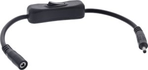 InLine® DC Kabel mit Schalter, DC ST/BU 3,5x1,35mm, AWG 18, schwarz, 0,20m 1