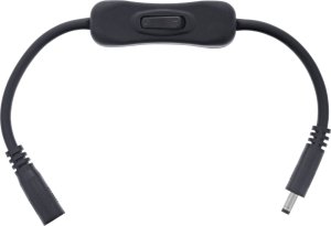 InLine® DC Kabel mit Schalter, DC ST/BU 3,5x1,35mm, AWG 18, schwarz, 0,20m 2