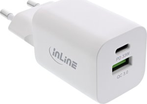 InLine® Power Delivery + Quick Charge USB Netzteil, 33W, USB-A + USB-C, weiß 1