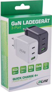 Ładowarka Axagon InLine® USB PD zasilacz, ładowarka GaN, 3-Port, Dual USB-C+USB-A, 65W, biały 2
