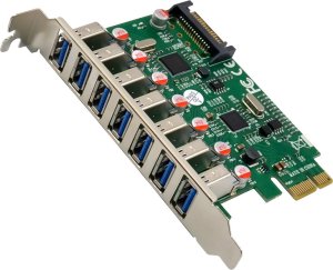 InLine® Schnittstellenkarte, 7x USB-A 3.2 Gen.1, PCIe, mit SATA Stromanschluss 2