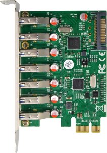 InLine® Schnittstellenkarte, 7x USB-A 3.2 Gen.1, PCIe, mit SATA Stromanschluss 3
