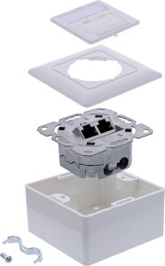 InLine InLine® Cat.6A Anschlussdose, 2x RJ45 Buchse, RAL9010, weiß 2