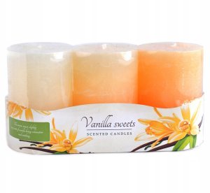 Świeca zapachowa FLORIS VANILLA SWEETS 3sztuki walec 6x9cm parafinowa 1