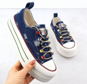 Trampki jeansowe na paltformie niebieskie Goe RR2N4103 40 5
