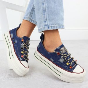 Trampki jeansowe na paltformie niebieskie Goe RR2N4103 37 1
