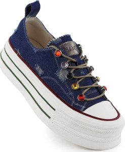 Trampki jeansowe na paltformie niebieskie Goe RR2N4103 37 4