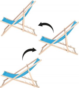 Leżak ogrodowy, drewniany z 3-stopniową regulacją, plażowy, balkonowy, niebieski UNIWERSALNY 15