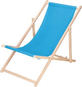 Leżak ogrodowy, drewniany z 3-stopniową regulacją, plażowy, balkonowy, niebieski UNIWERSALNY 16