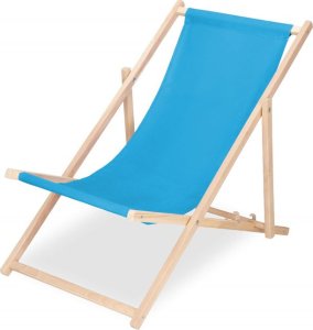 Leżak ogrodowy, drewniany z 3-stopniową regulacją, plażowy, balkonowy, niebieski UNIWERSALNY 17