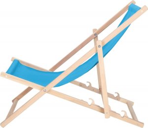 Leżak ogrodowy, drewniany z 3-stopniową regulacją, plażowy, balkonowy, niebieski UNIWERSALNY 18