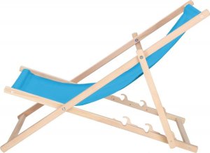 Leżak ogrodowy, drewniany z 3-stopniową regulacją, plażowy, balkonowy, niebieski UNIWERSALNY 19