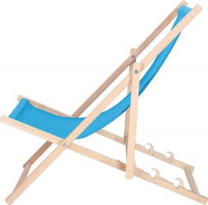 Leżak ogrodowy, drewniany z 3-stopniową regulacją, plażowy, balkonowy, niebieski UNIWERSALNY 20