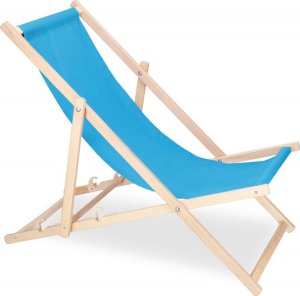 Leżak ogrodowy, drewniany z 3-stopniową regulacją, plażowy, balkonowy, niebieski UNIWERSALNY 3