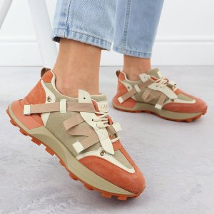Goe Skórzane sneakersy damskie beżowo pomarańczowe RR2N4064 38 3