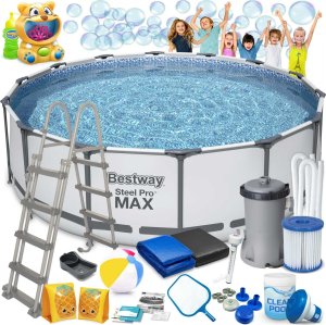 Basen ogrodowy stelażowy 427 x 122 cm 19w1 Bestway 5612X   maszynka do baniek GRATIS 1