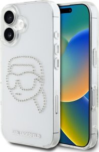 Case Karl Lagerfeld IML Rhinestones Karl Head for iPhone 16 transparent 1