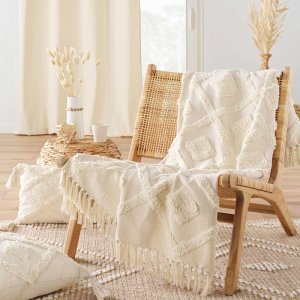 Tuftowana narzuta z frędzlami, 125 x 150 cm, INCA 3