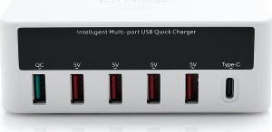 Ładowarka USB 6 Port USB Typu C Quick Charge 3.0 Wyświetlacz Indukcja 3