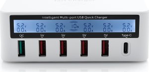 Ładowarka USB 6 Port USB Typu C Quick Charge 3.0 Wyświetlacz Indukcja 4