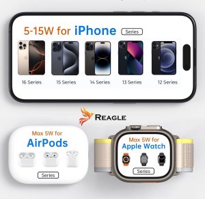 SKŁADANA ŁADOWARKA INDUKCYJNA 3W1 Z LAMPKĄ NOCNĄ MAGSAFE QI 15W IPHONE 16 15 14 13 12 AIRPODS SMARTWATCH REAGLE 3