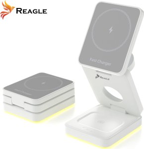 SKŁADANA ŁADOWARKA INDUKCYJNA 3W1 Z LAMPKĄ NOCNĄ MAGSAFE QI 15W IPHONE 16 15 14 13 12 AIRPODS SMARTWATCH REAGLE 9